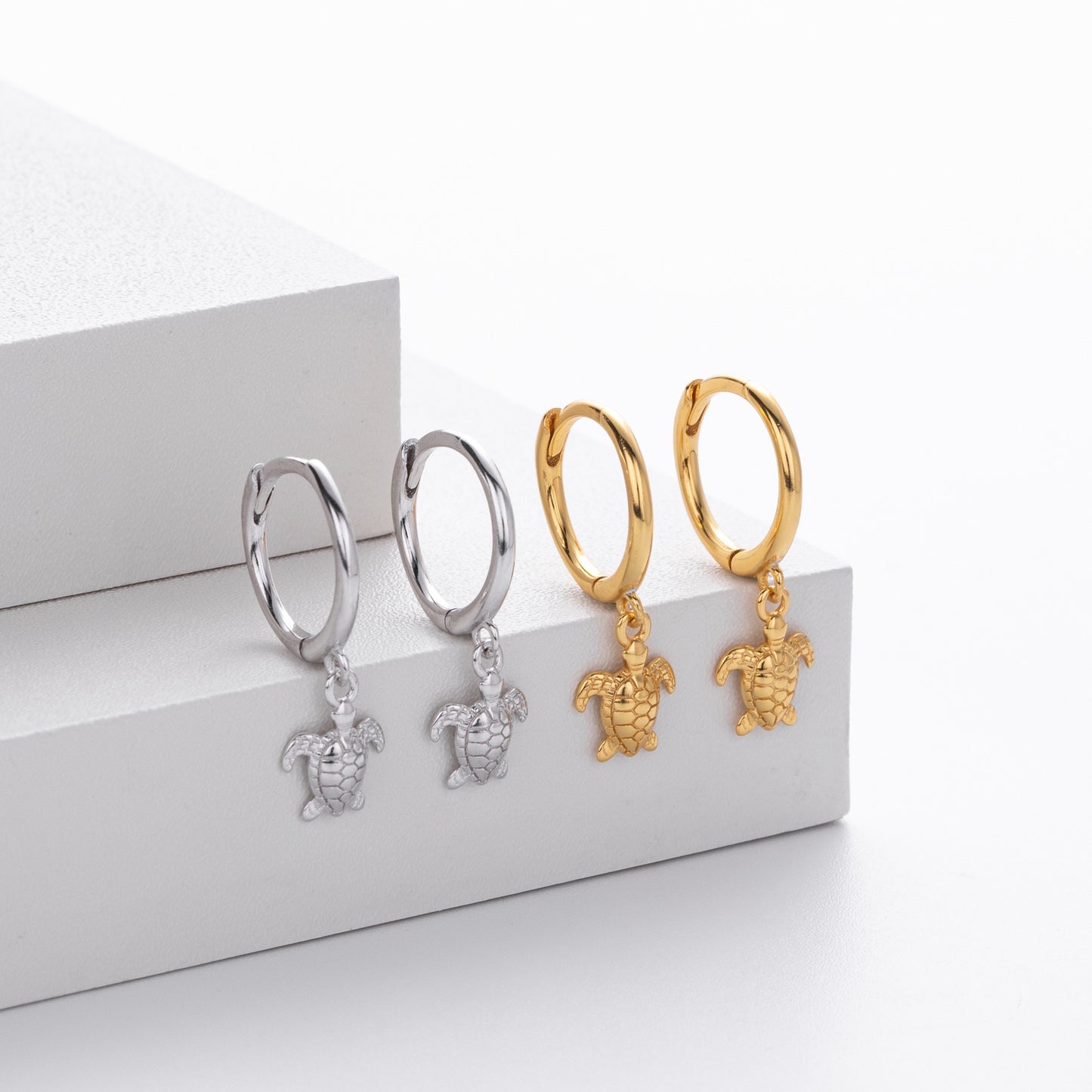 Sterling silver turtle hoops