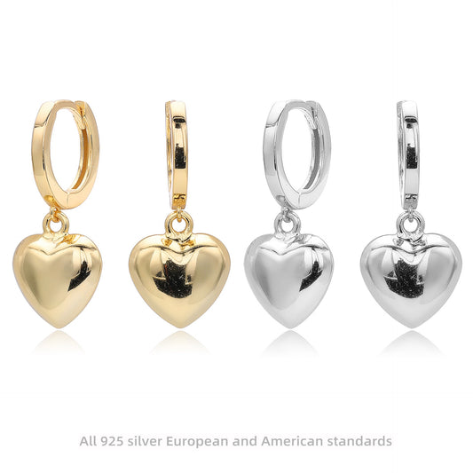 Heart sterling silver hoops