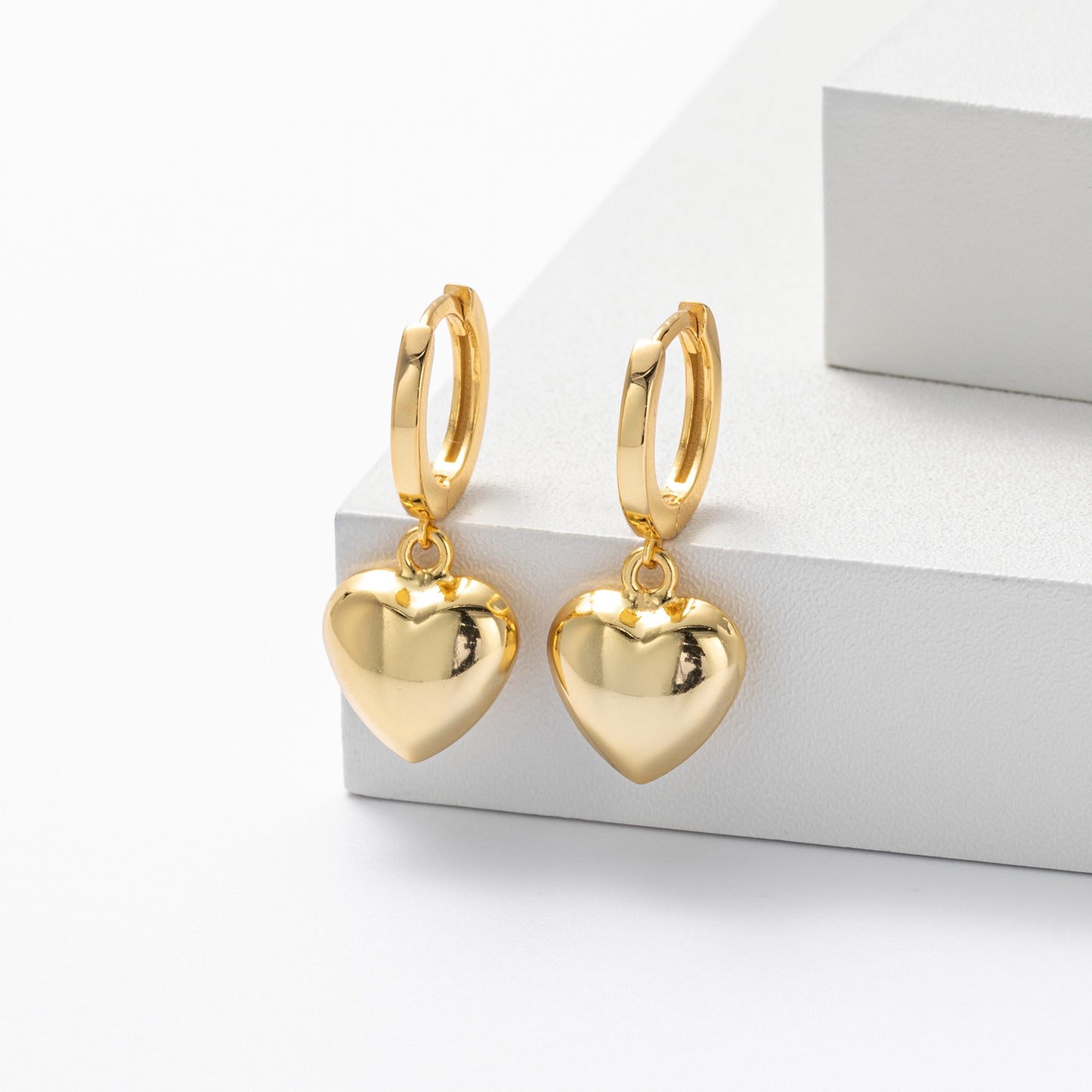 Heart sterling silver hoops