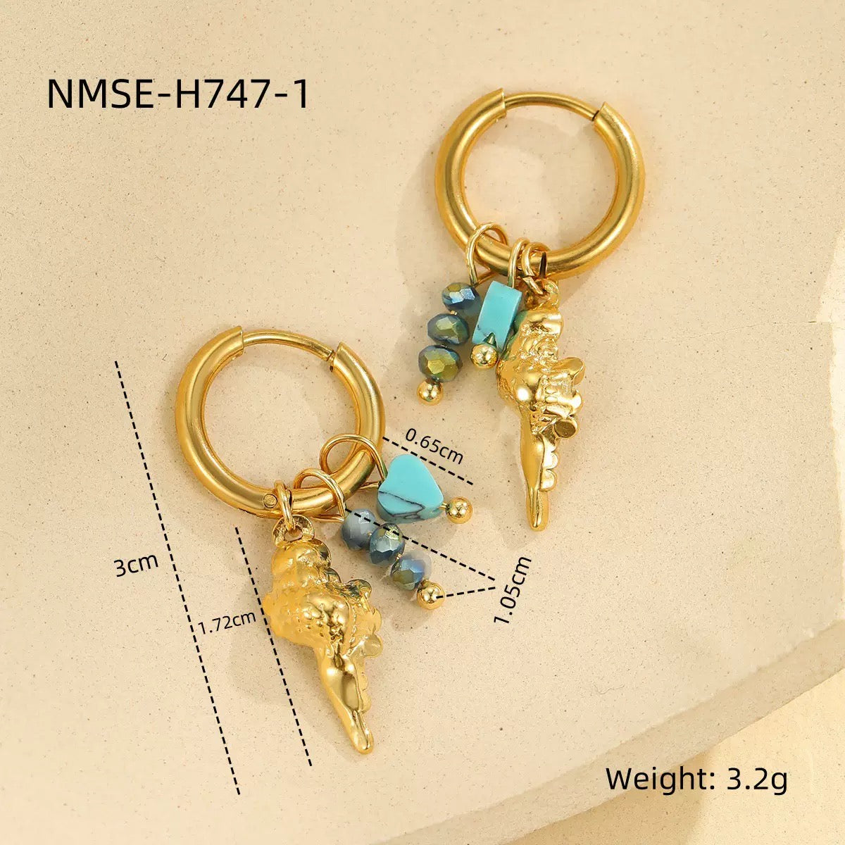 Little ocean charm hoops