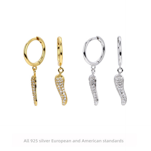 Golden chilli sterling silver hoops
