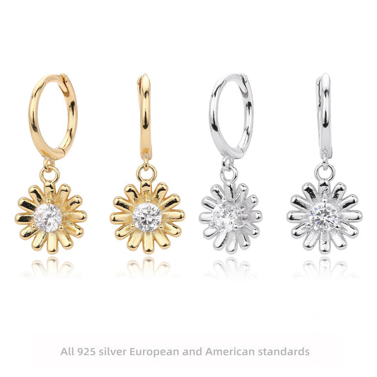 Daisy sterling silver hoops
