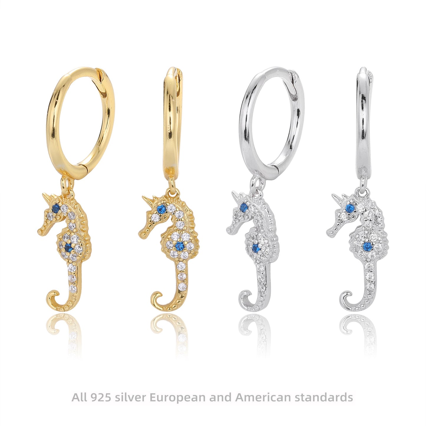 Seahorse sterling silver hoops