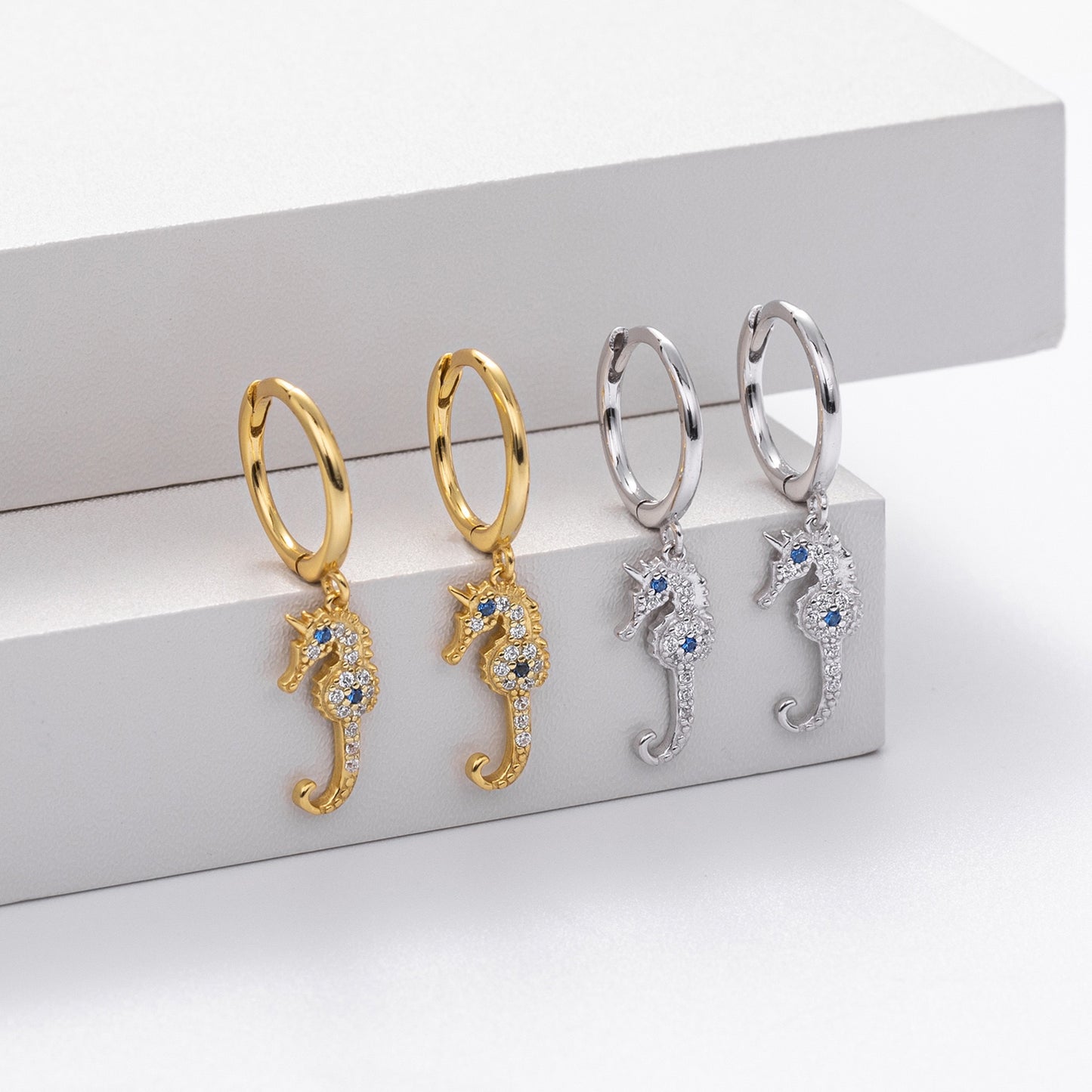 Seahorse sterling silver hoops