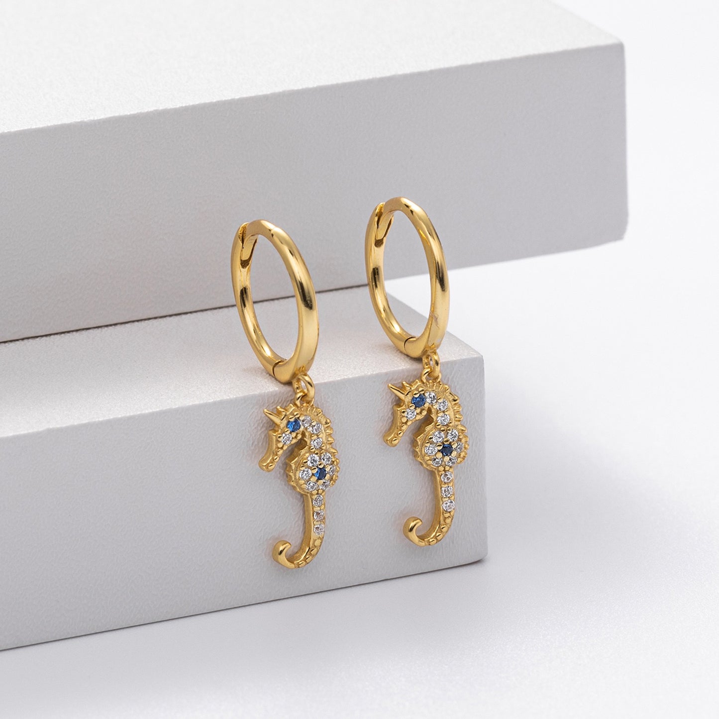 Seahorse sterling silver hoops