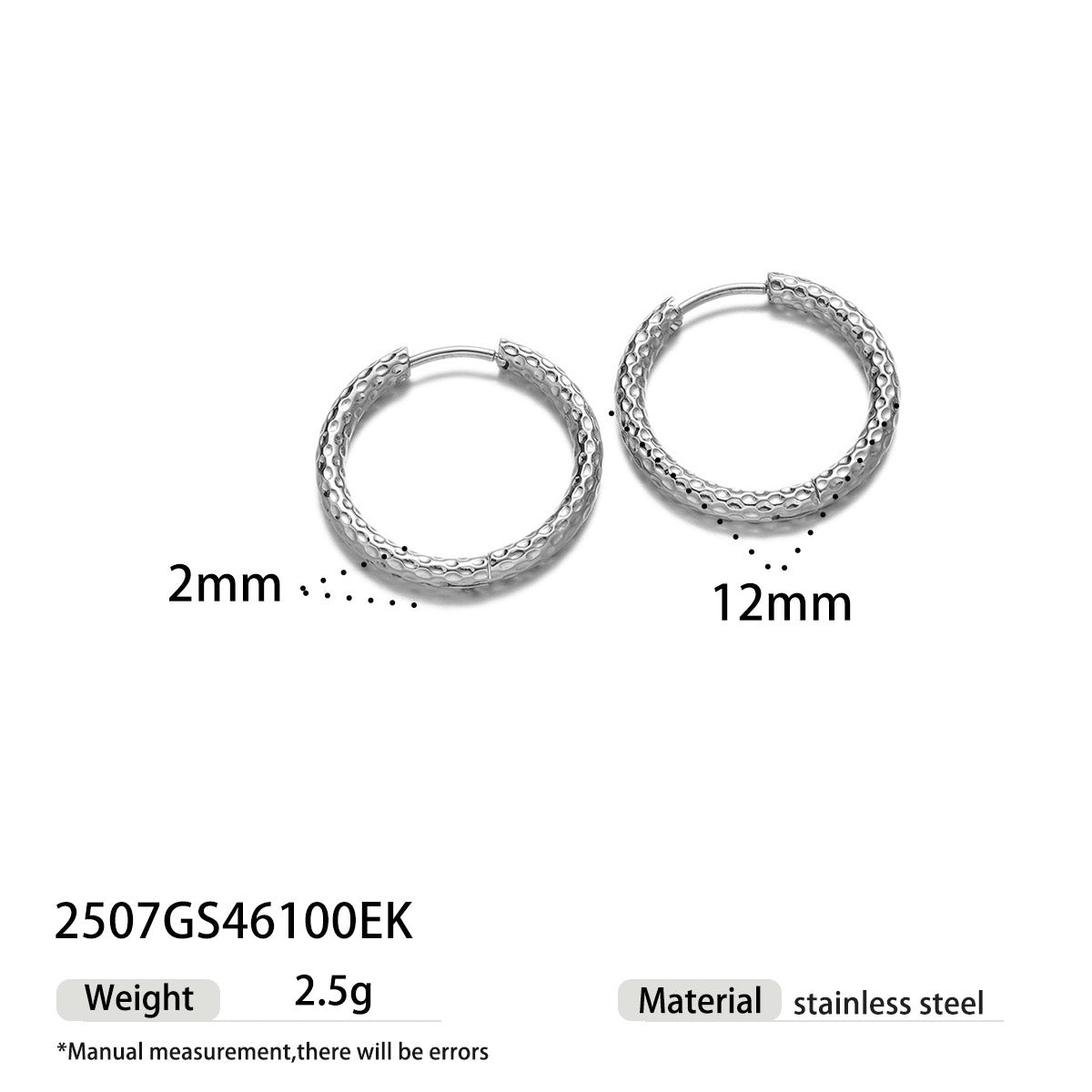 Heidi 2mm classic pattern hoops earrings