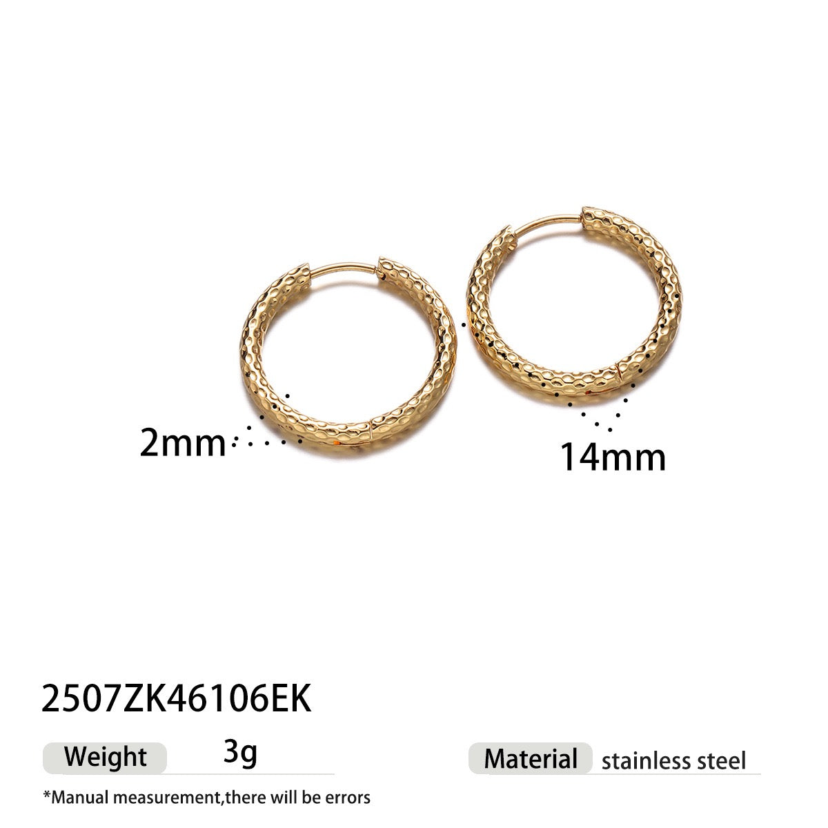 Heidi 2mm classic pattern hoops earrings