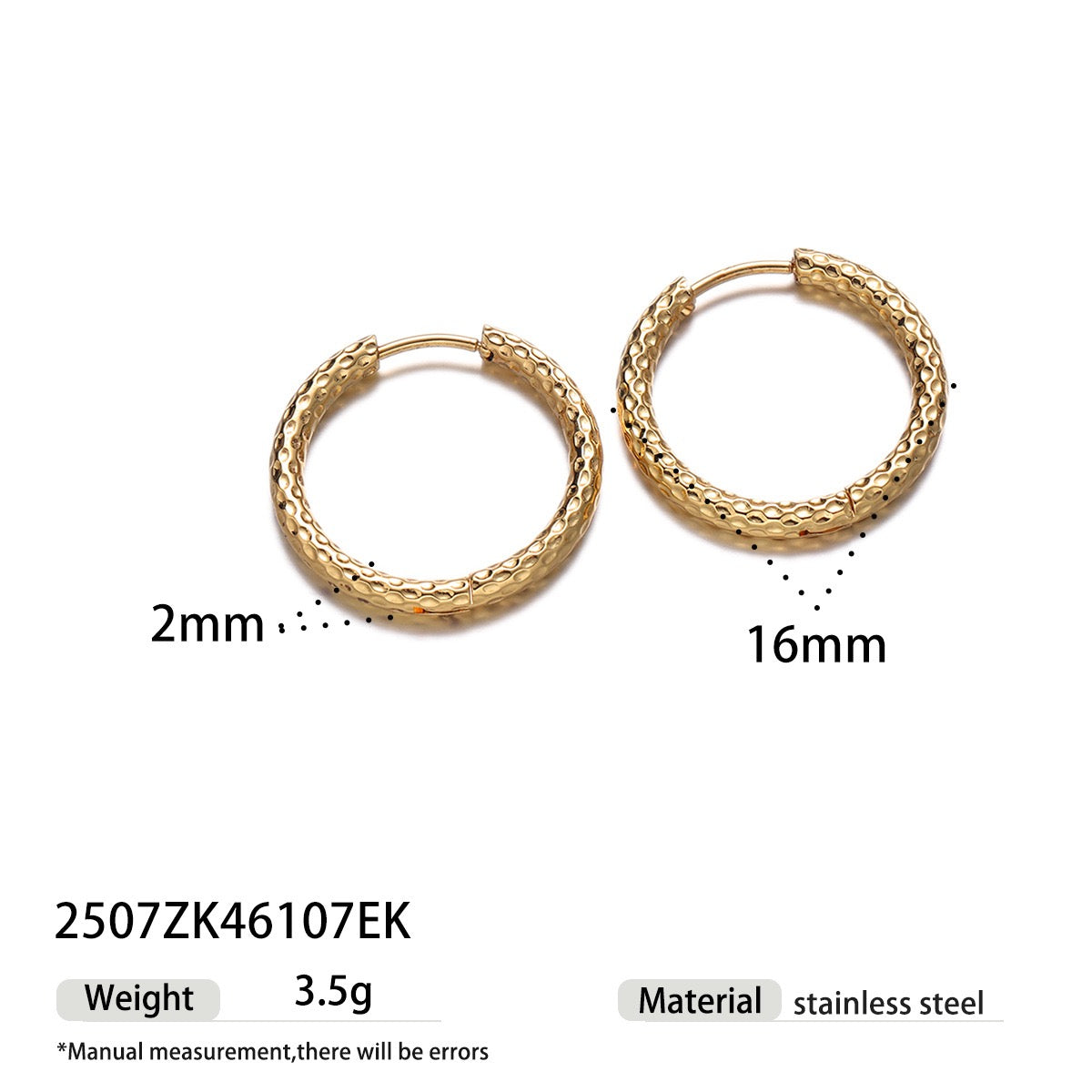 Heidi 2mm classic pattern hoops earrings