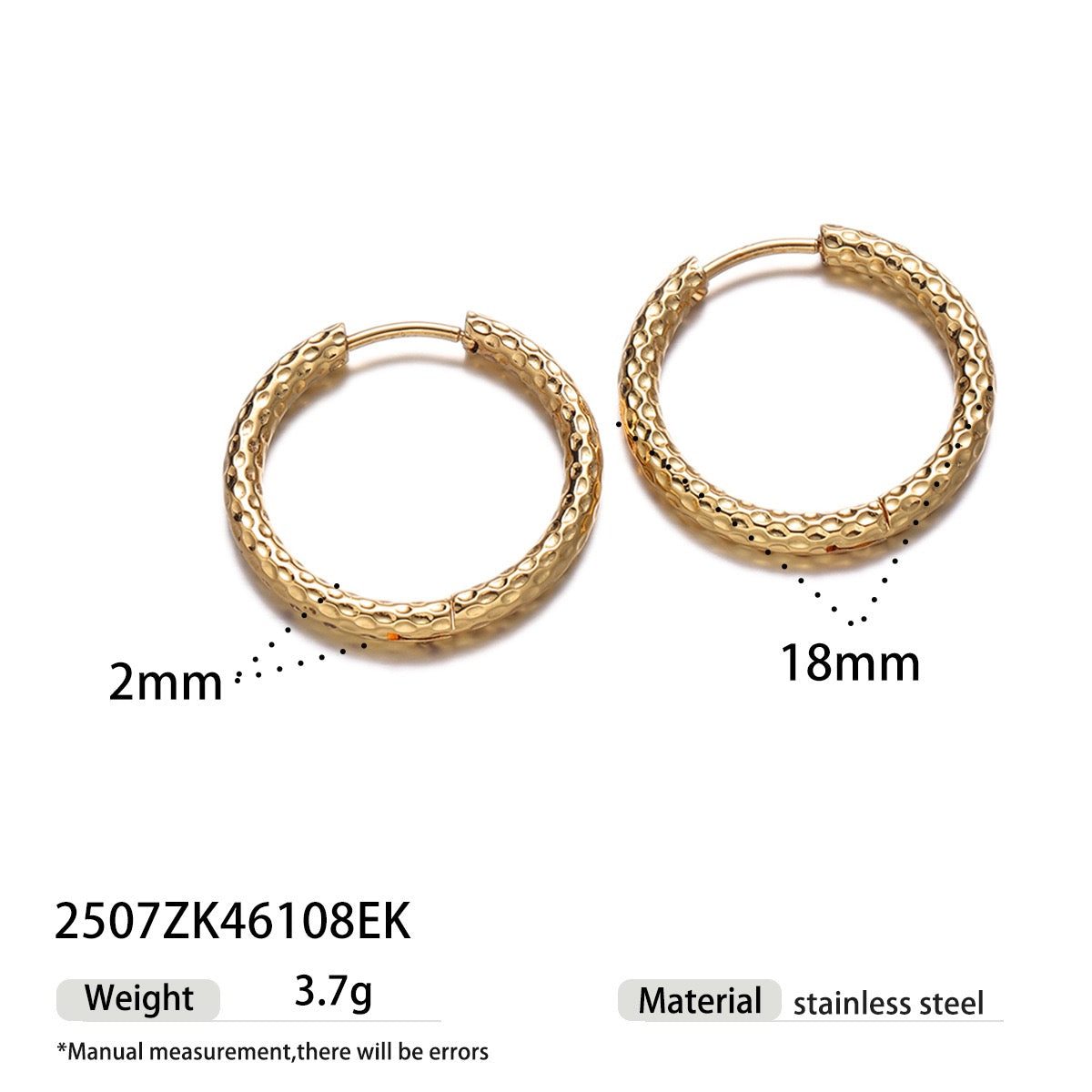 Heidi 2mm classic pattern hoops earrings