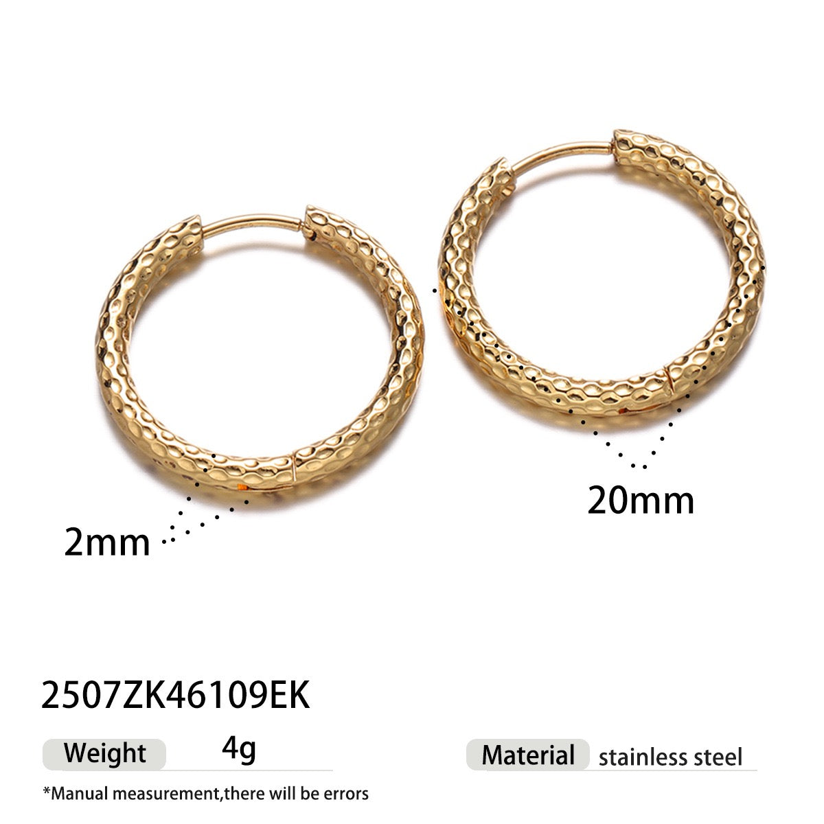 Heidi 2mm classic pattern hoops earrings