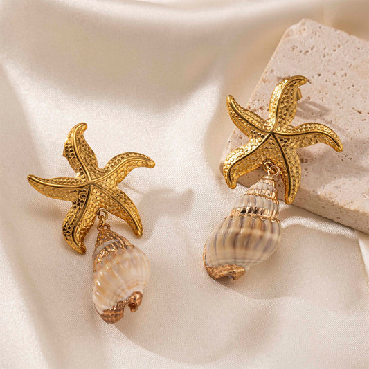 Sarah Starfish natural shells earrings