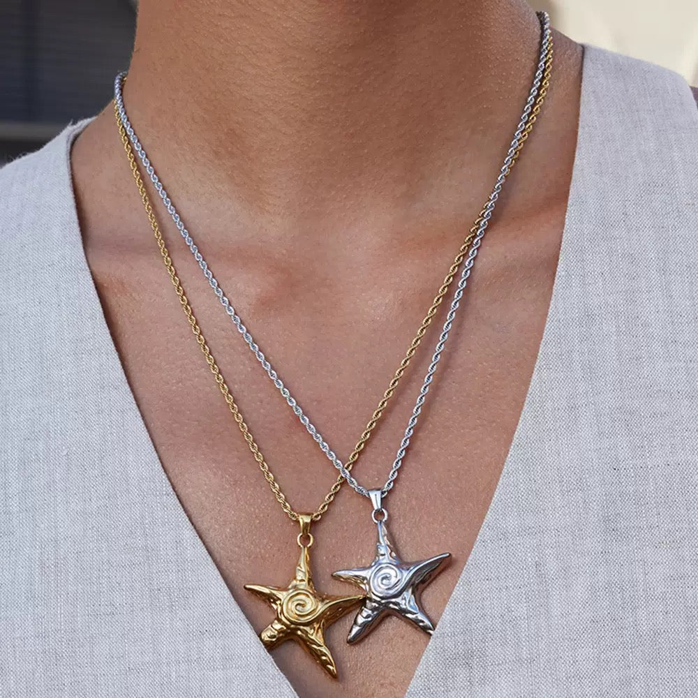 Swirl star necklace