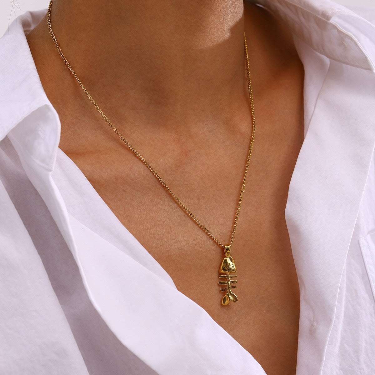 Fish bone necklace
