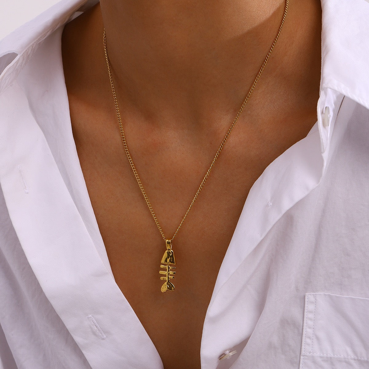 Fish bone necklace