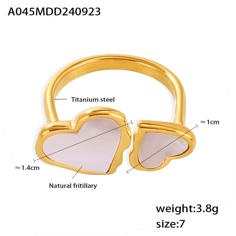 Double heart white rings