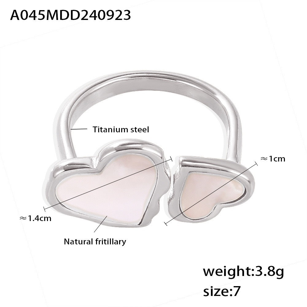 Double heart white rings