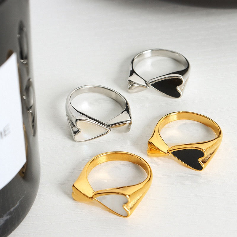 Mother of pearl heart rings