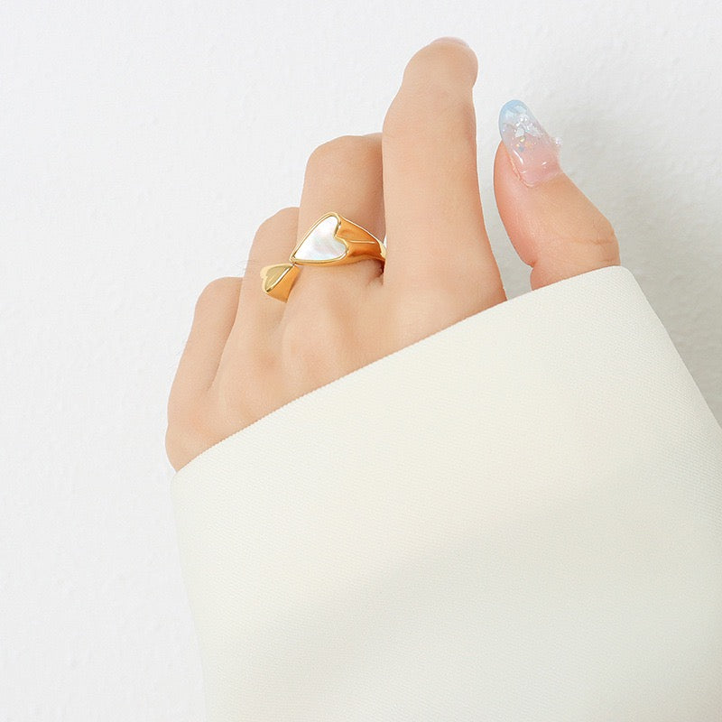 Mother of pearl heart rings