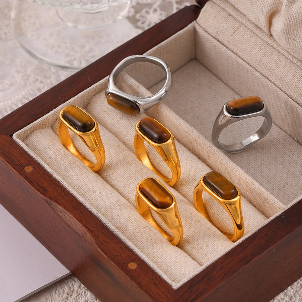 Helios Tiger eye stone rings