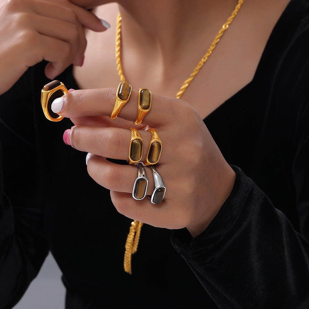 Helios Tiger eye stone rings