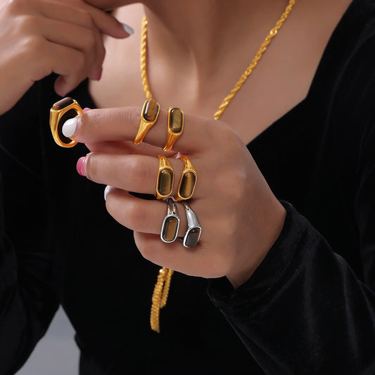Helios Tiger eye stone rings