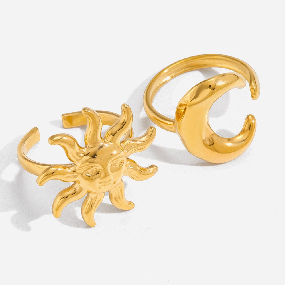 Moon and sun ring