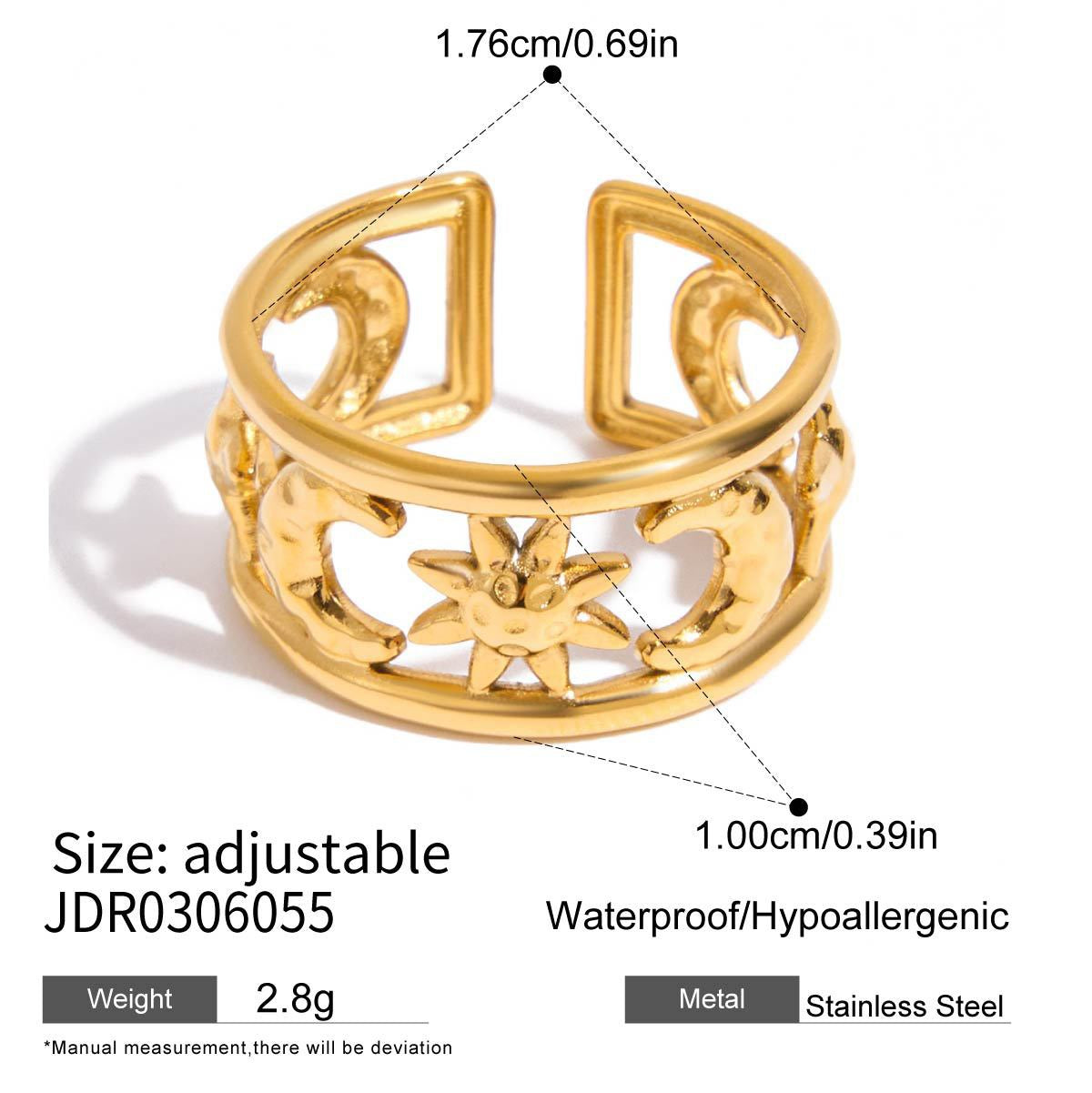 Moon and sun band rings