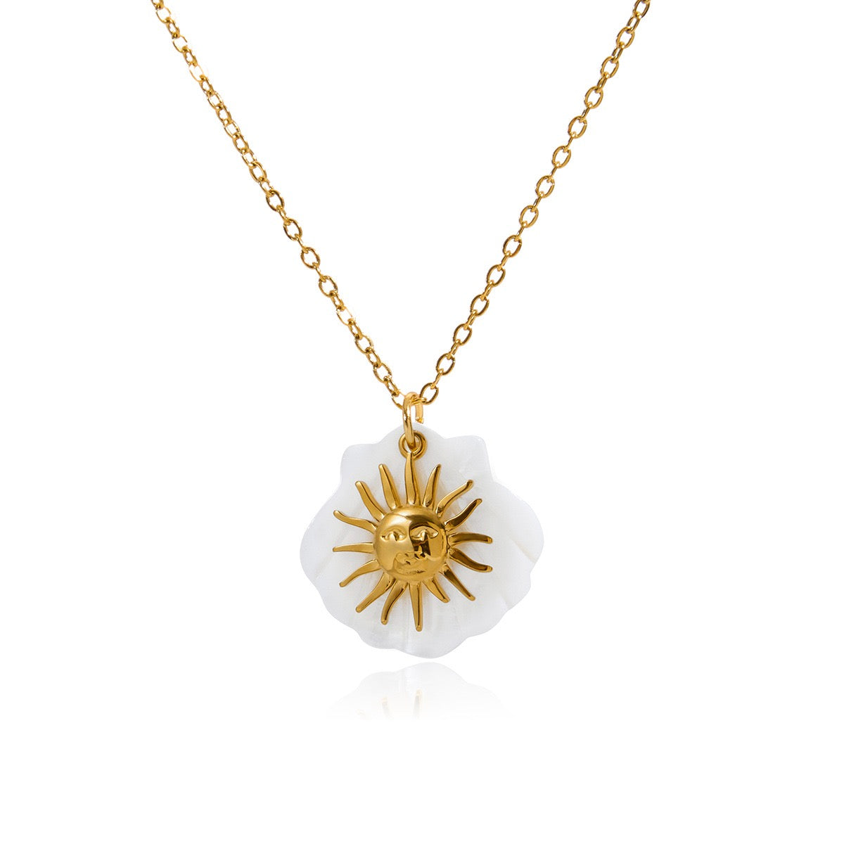 White shell sun necklace