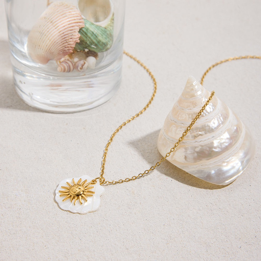 White shell sun necklace