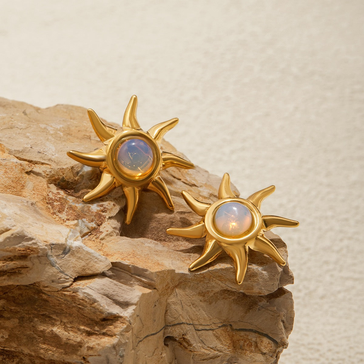 Moon stones sun earrings