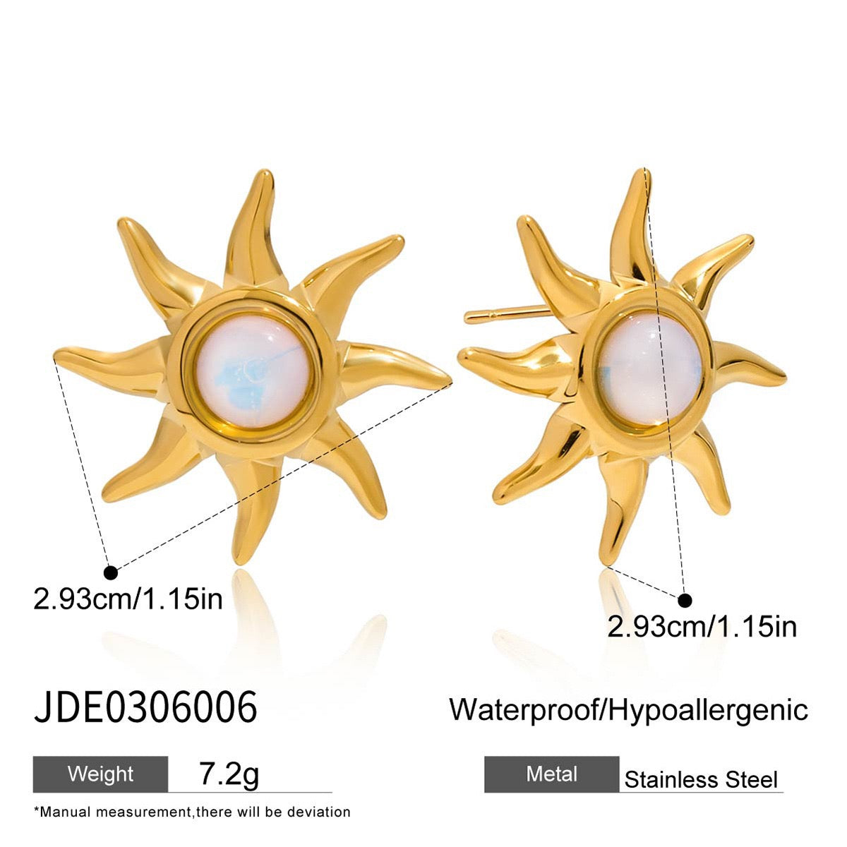 Moon stones sun earrings