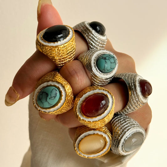 Statement natural stones ring