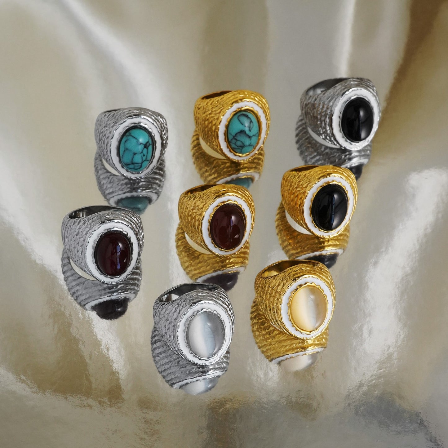 Statement natural stones ring