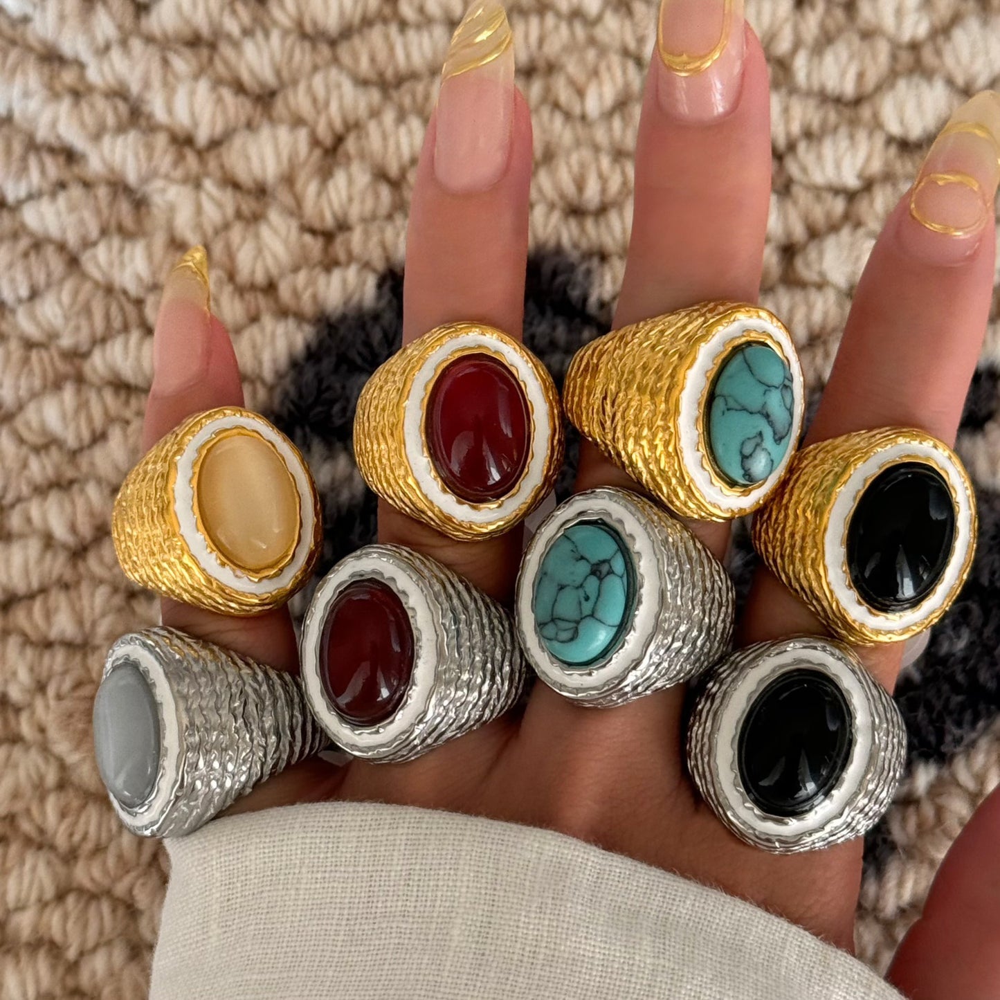 Statement natural stones ring