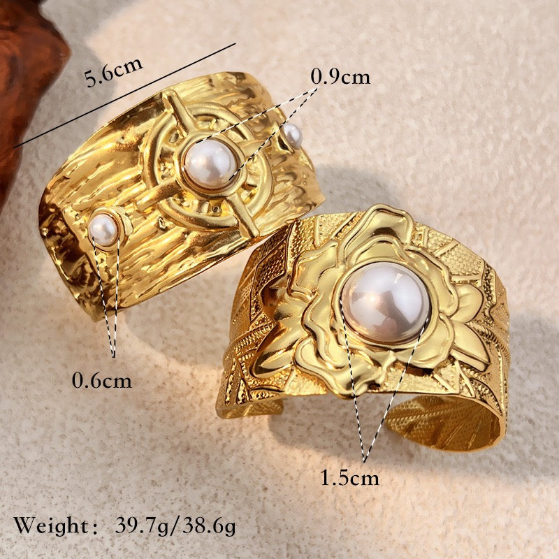 Pearly statement bangles