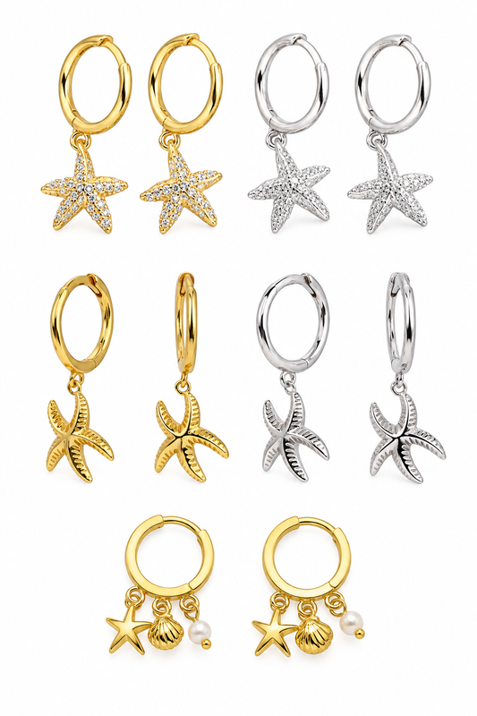 Sterling silver starfish hoops