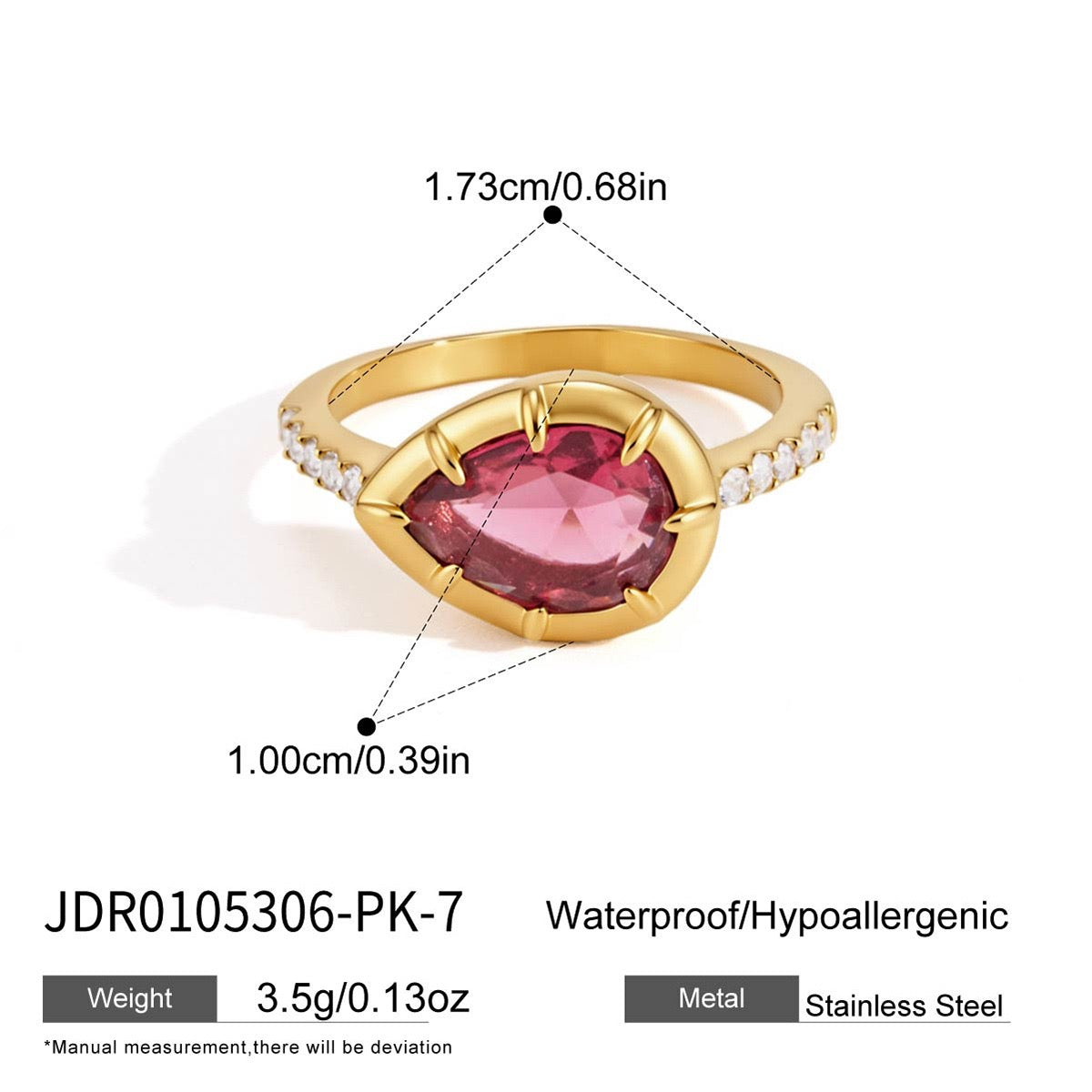 Rainbow gem stones ring