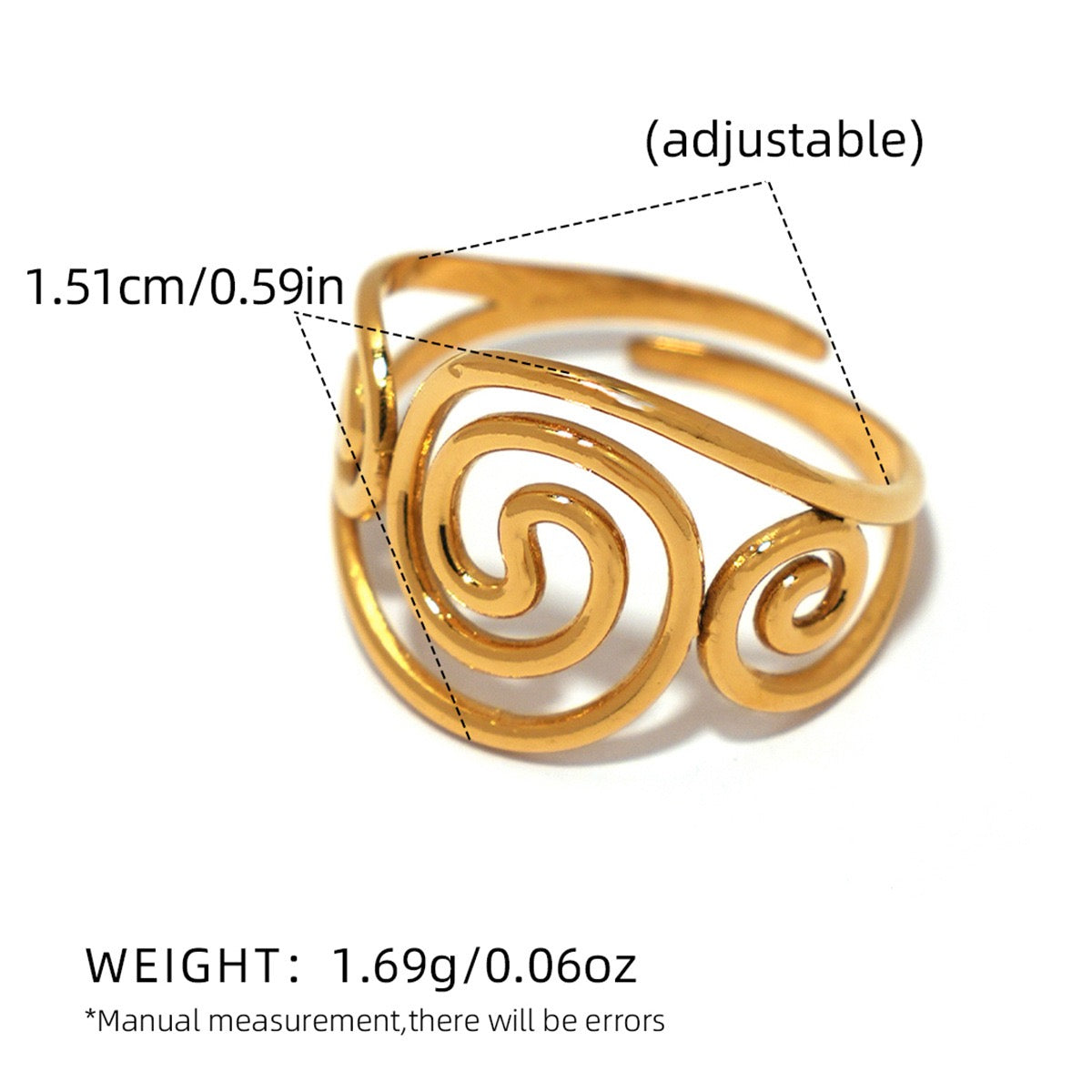 Haji Lines swirl rose rings