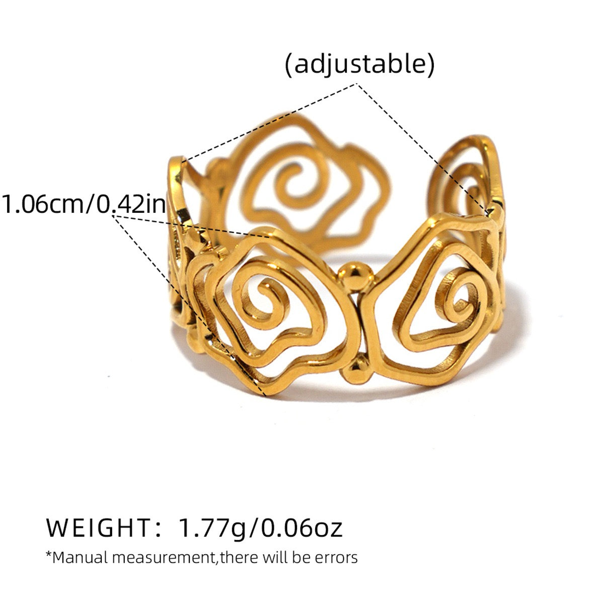 Haji Lines swirl rose rings