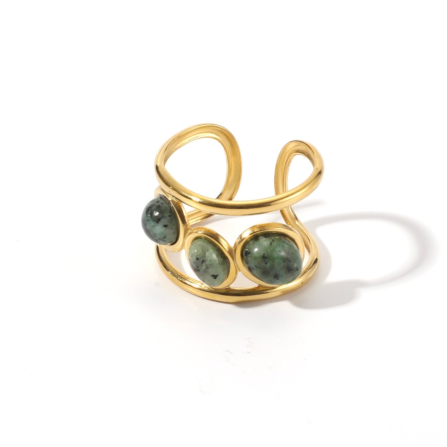 Valuri Olive stone band ring