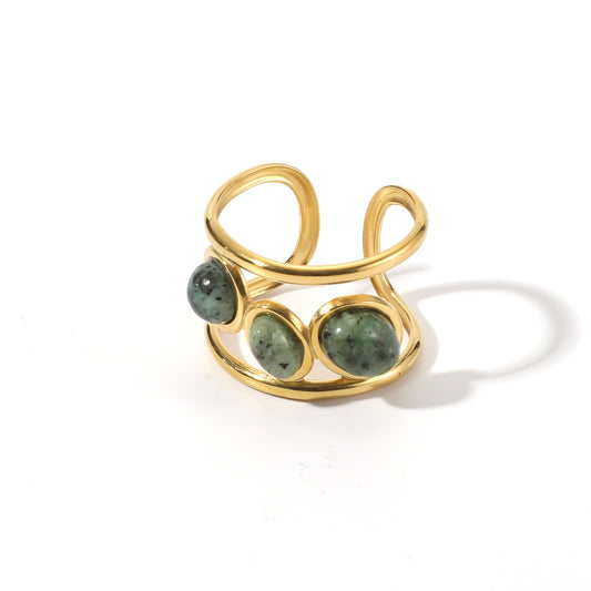 Valuri Olive stone band ring