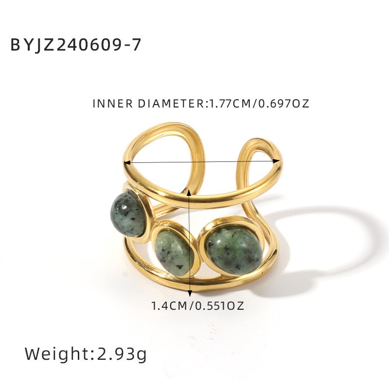 Valuri Olive stone band ring