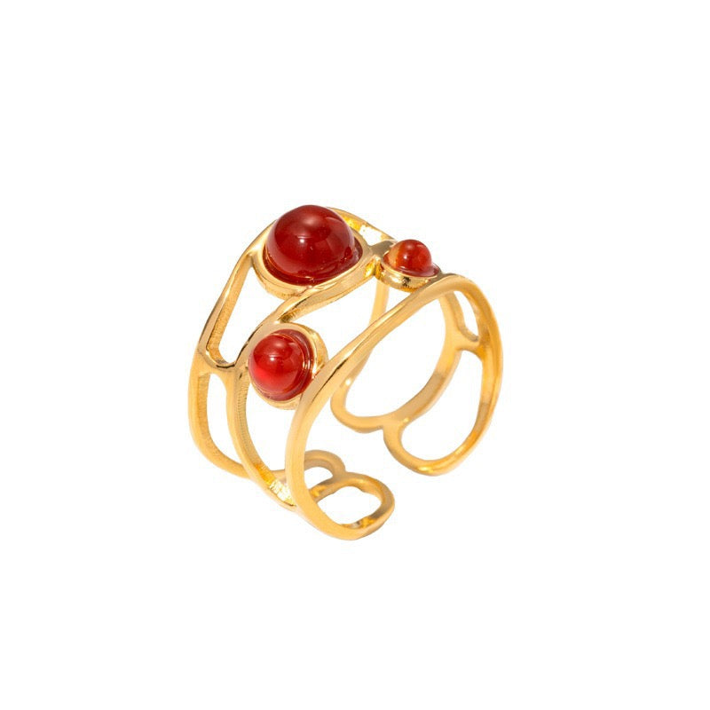 Valuri Olive stone band ring