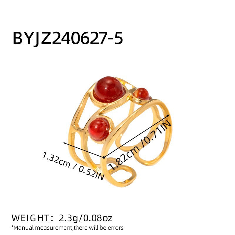 Valuri Olive stone band ring