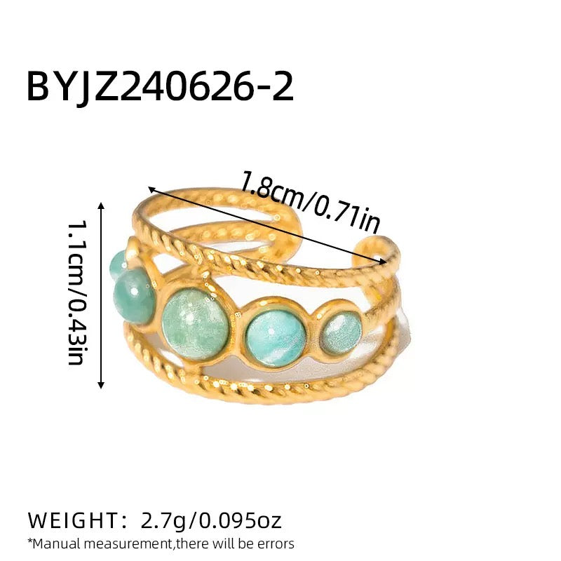 Valuri Olive stone band ring