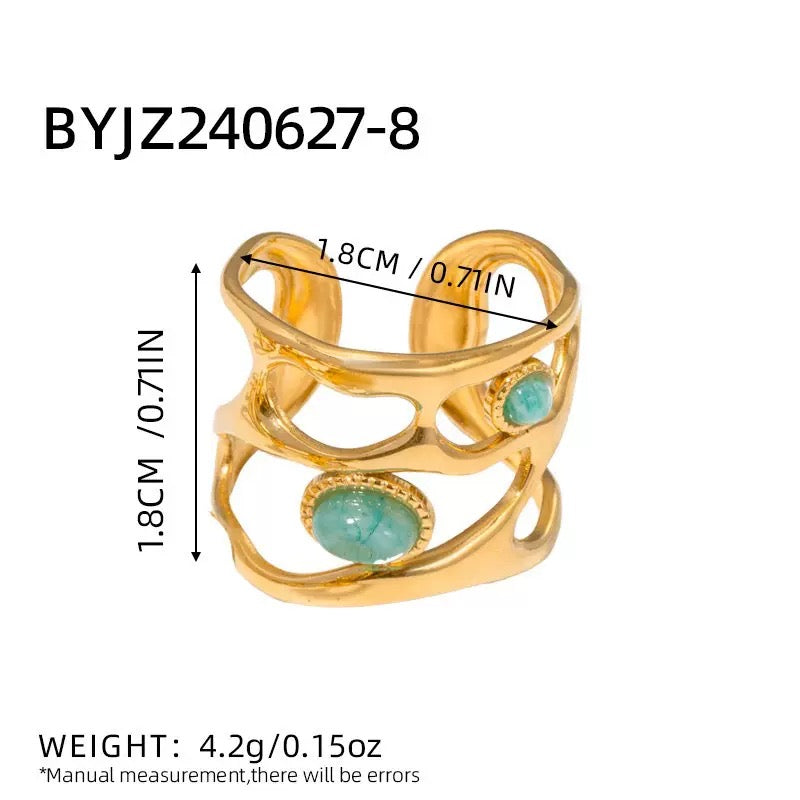 Valuri Olive stone band ring