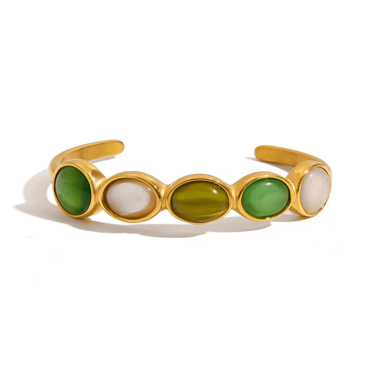 Aisling Green cat eye stone bangle