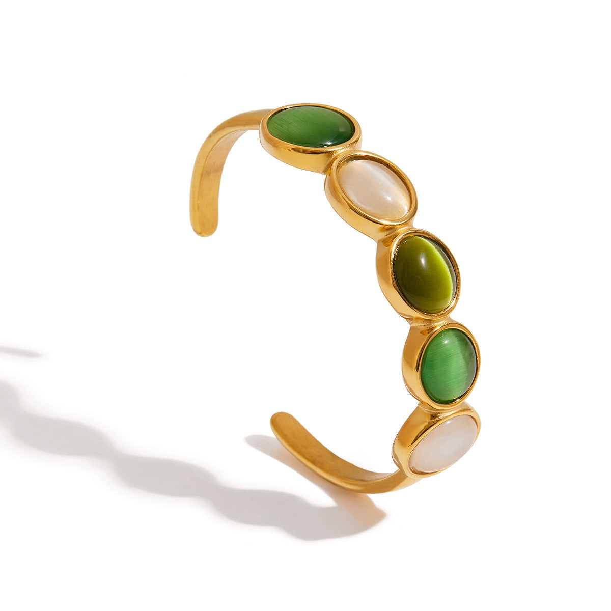 Aisling Green cat eye stone bangle