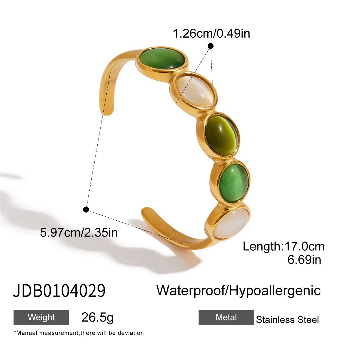 Aisling Green cat eye stone bangle