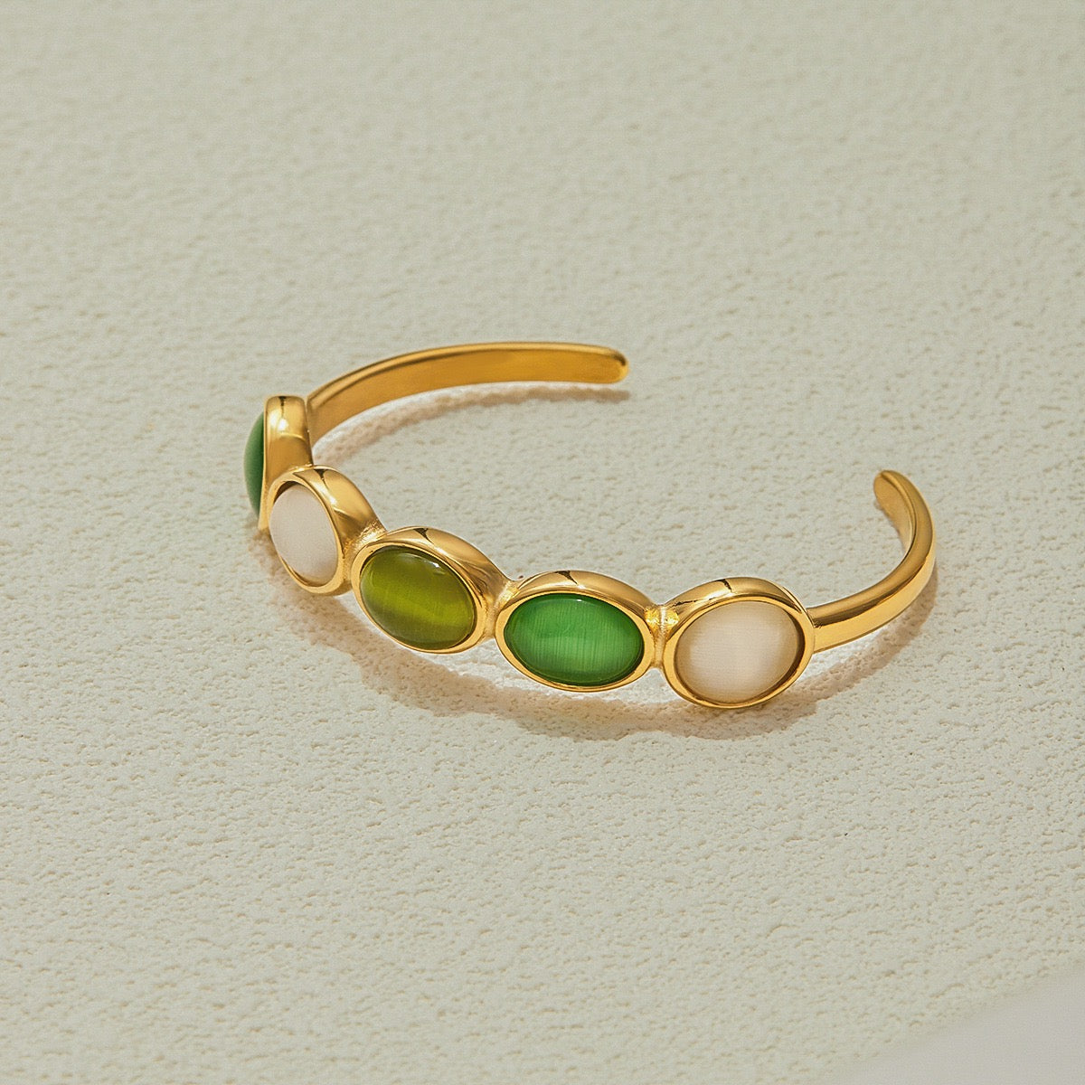 Aisling Green cat eye stone bangle